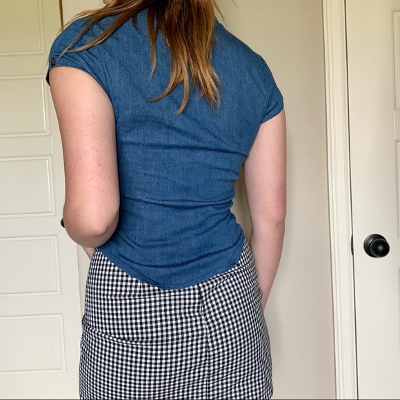 Y2K Denim Eyelet Hook and Eye Mini Top - Picture 4 of 8